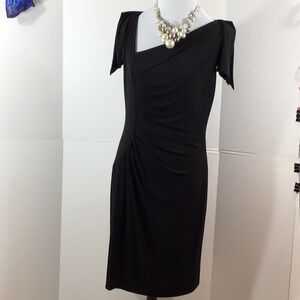 David Meister flutter sleeve sheath black dress 10